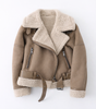 Women's Loose-Fit Suede Aviator Jacket with Belt