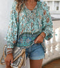 Summer blouse with floral print for women