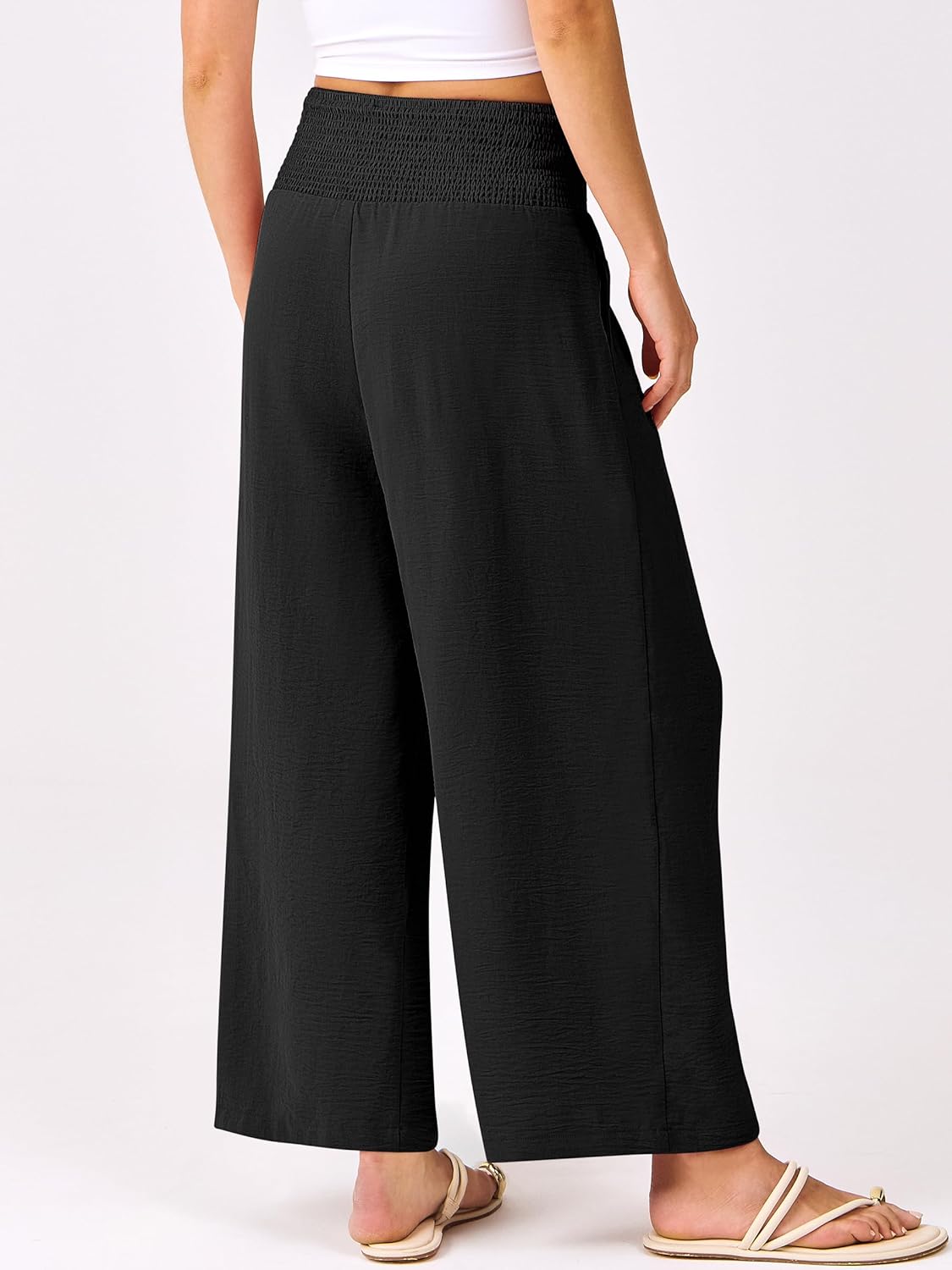 Flowing High Waist Palazzo Pants with Pockets for Women