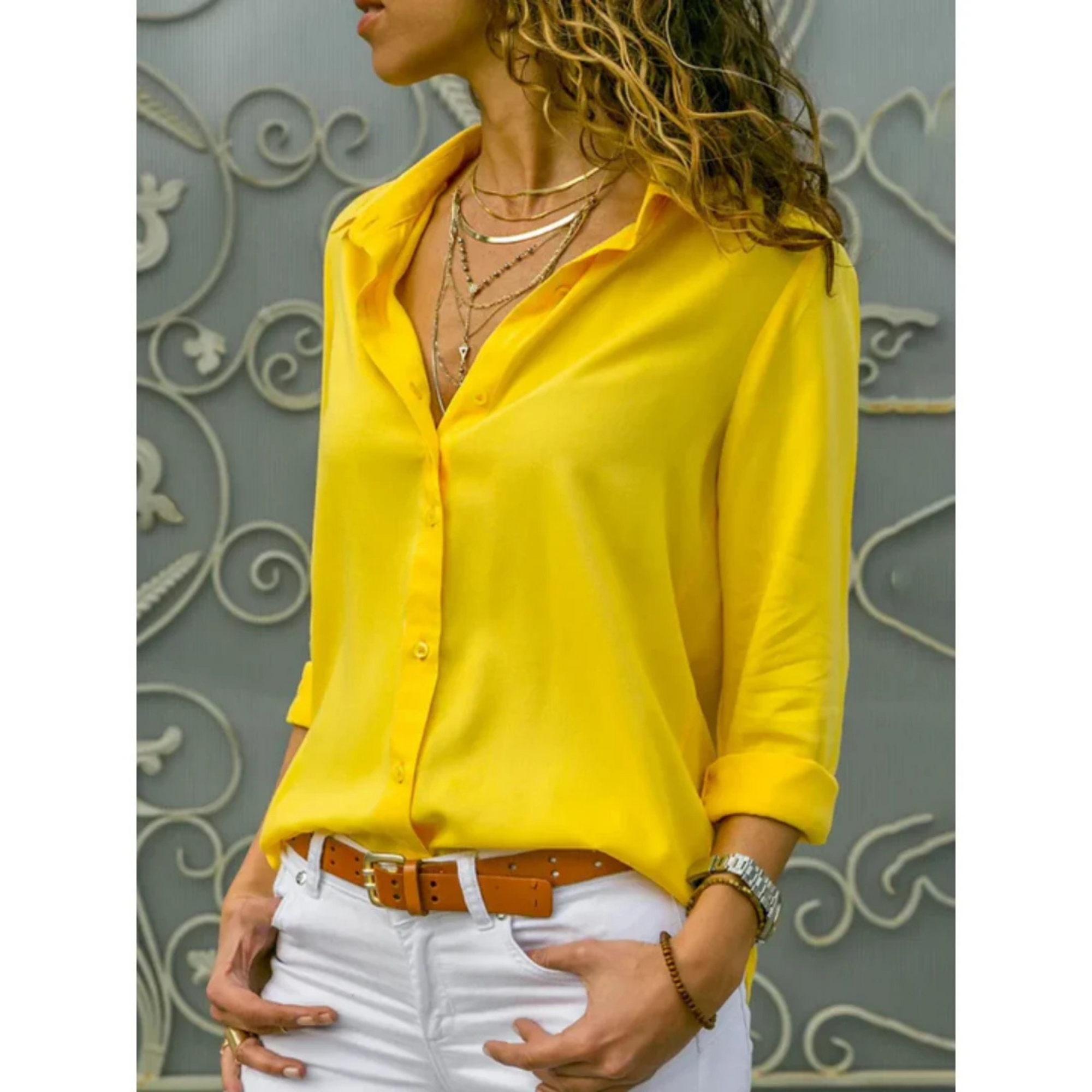 Long-Sleeve Button-Up Shirt for Women