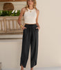 High Waist Flowing Pants with Elastic Waist for Women