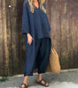 Elegant and Comfortable Two-Piece Navy Blue Set