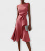 Asymmetric Draped Mid-Length Dress for Women