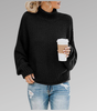 Oversized Knit Sweater with High Neck for Women