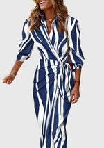 Long-sleeve printed maxi dress for women