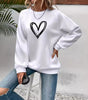 Long-sleeve round neck sweater with heart print for Women
