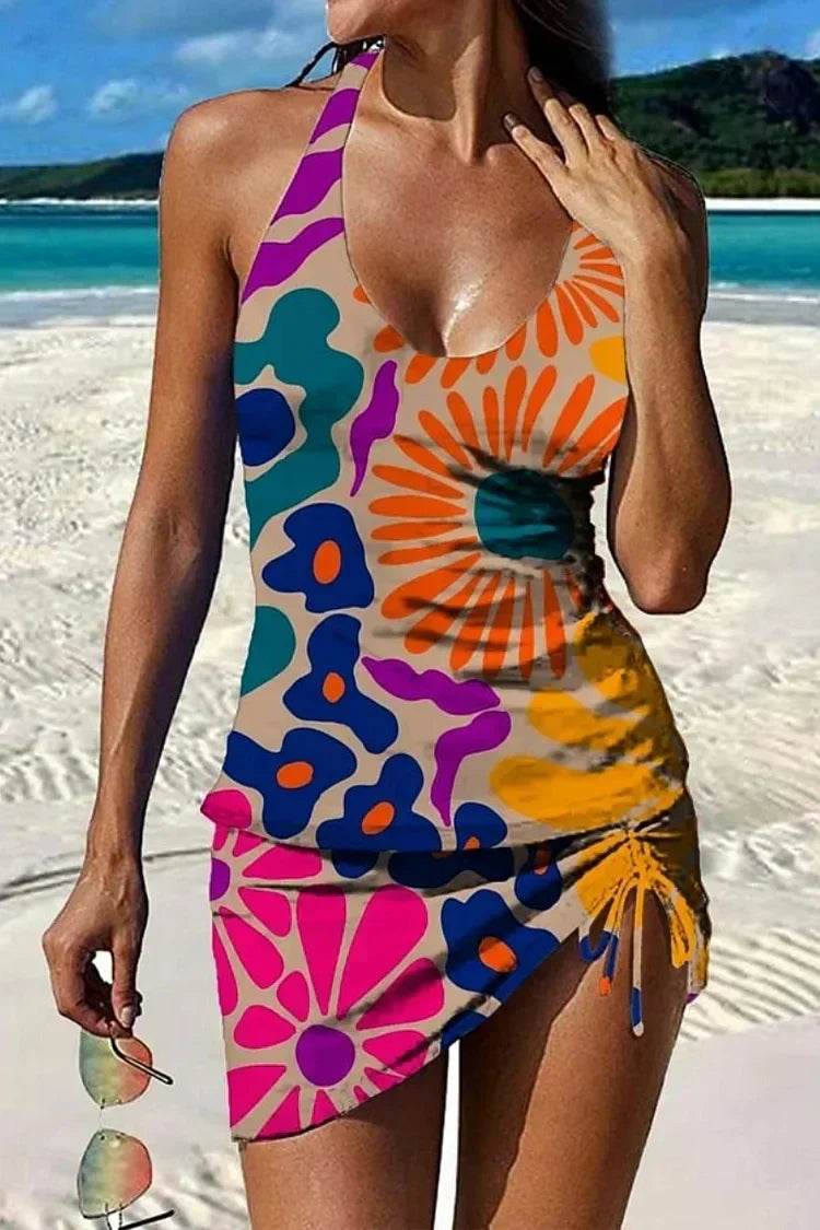 Printed Graphic Tankini and Shorts for Women