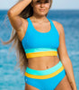 High-Waisted Colorblock Bikini Set for Women