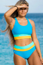 High-Waisted Colorblock Bikini Set for Women