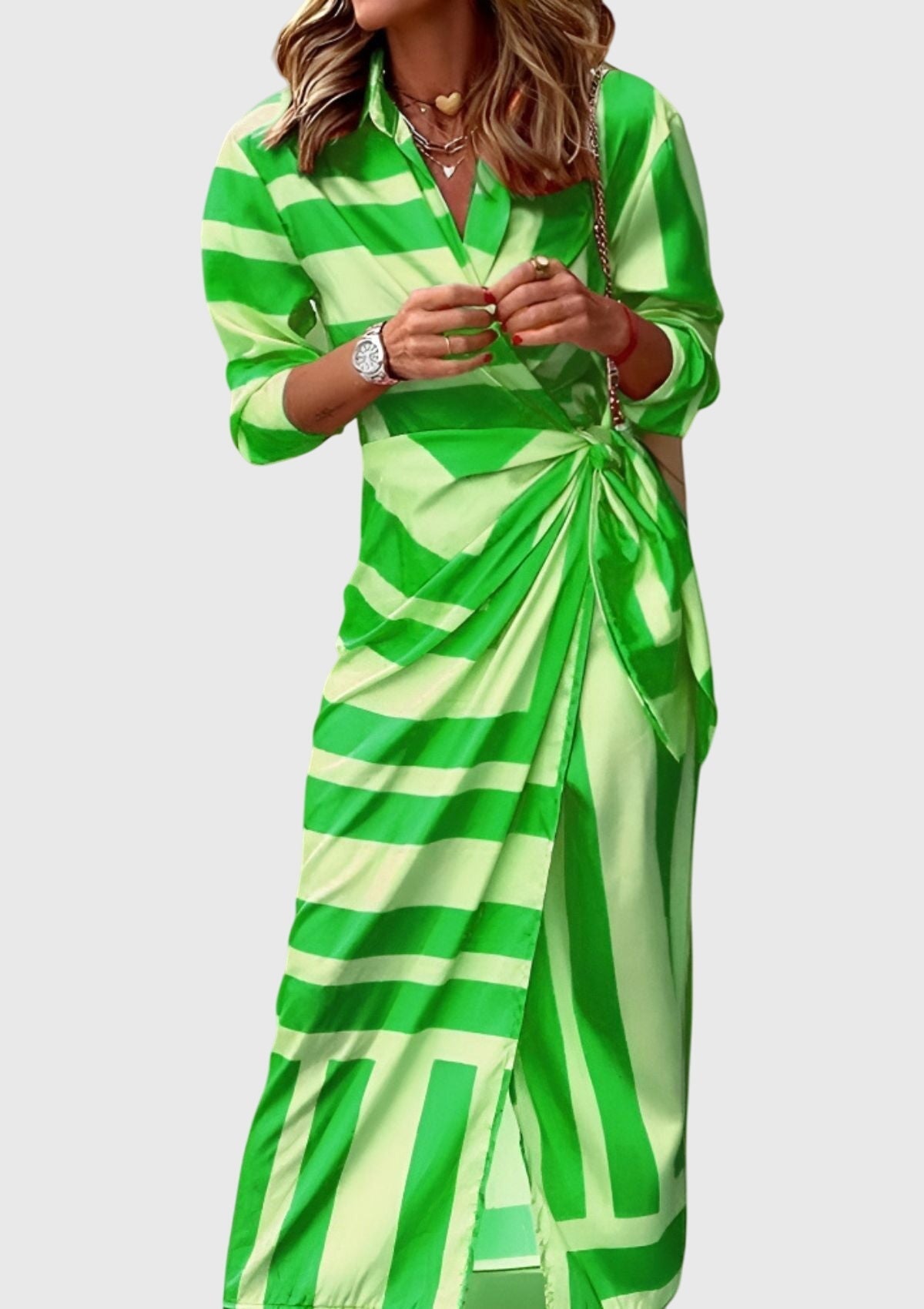 Long-sleeve printed maxi dress for women
