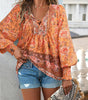 Summer blouse with floral print for women