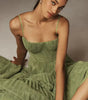 Pleated Midi Dress with Straps for Women | Perfect for Evening Events