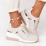 Comfort Wedge Sneakers in Faux Leather for Women