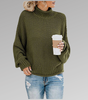 Oversized Knit Sweater with High Neck for Women