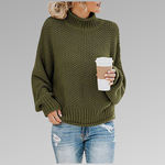 Oversized Knit Sweater with High Neck for Women
