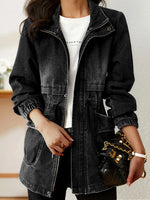 Denim Jacket with Waist Emphasis for Women