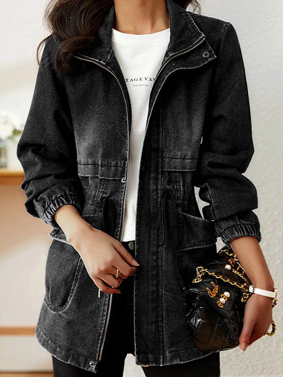 Denim Jacket with Waist Emphasis for Women