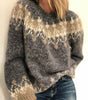 Jacquard Sweater with Round Neck and Loose Fit for Women