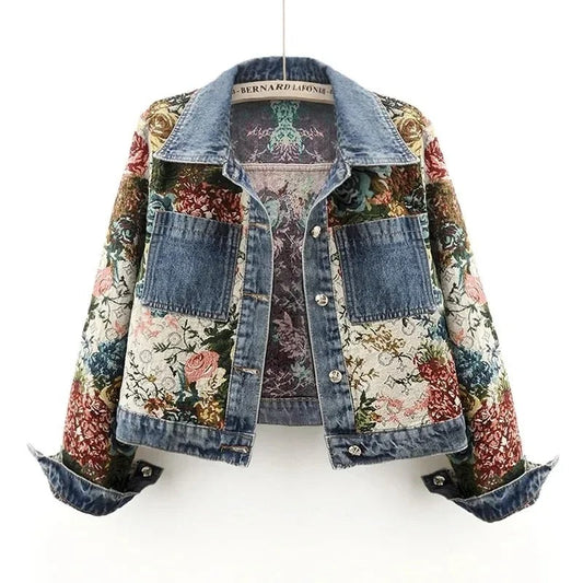 Floral Print Denim Jacket for Women