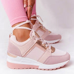 Comfort Wedge Sneakers in Faux Leather for Women