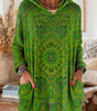 Ethnic Print Knitted Hoodie Tunic for Women