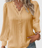 V-Neck Pullover Blouse with Lace for Women