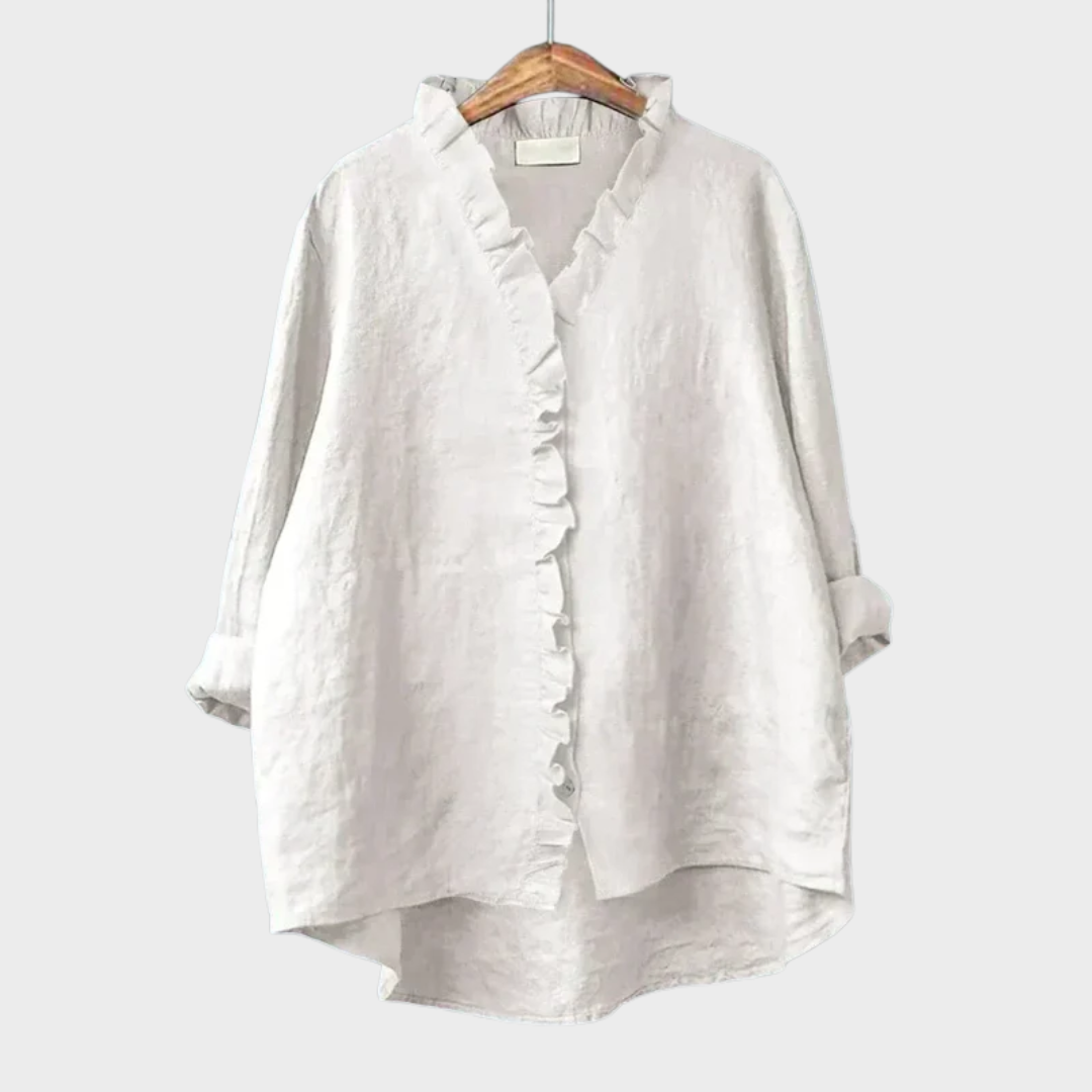 Short-sleeve printed blouse for women