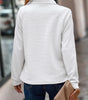 Loose Ribbed Zip-Up Sweater with Long Sleeves for Women  