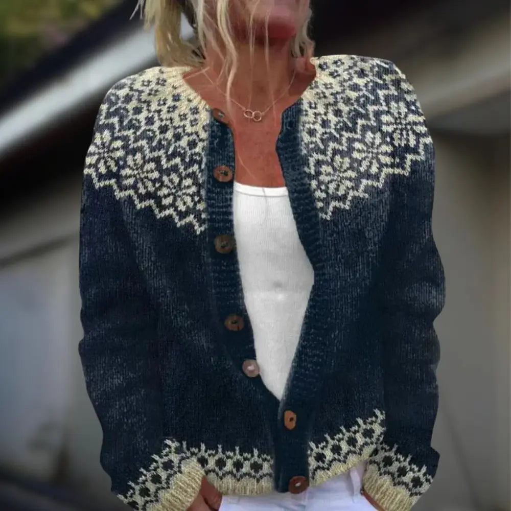 Printed wool and cotton cardigan for women