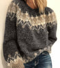 Jacquard Sweater with Round Neck and Loose Fit for Women