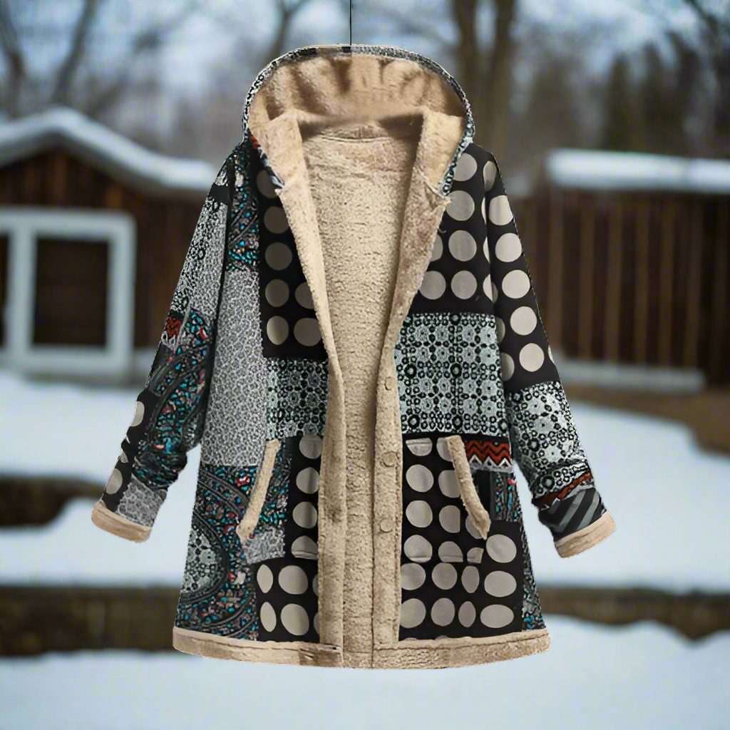 Loose coat in linen-cotton blend for women