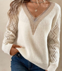 Knitted V-neck sweater for women