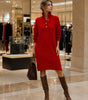 Straight Knit Sweater Dress with Long Sleeves and High Neck for Women