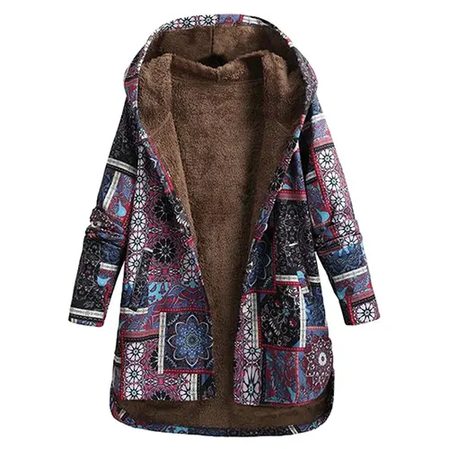 Floral Jacket with Hood for Women