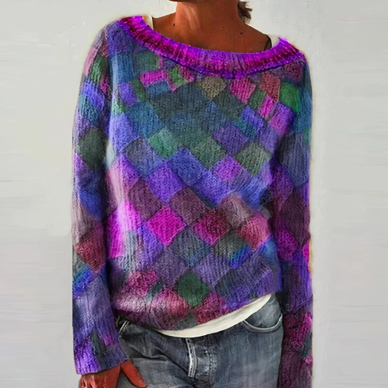Long-Sleeved Colored Sweater for Women