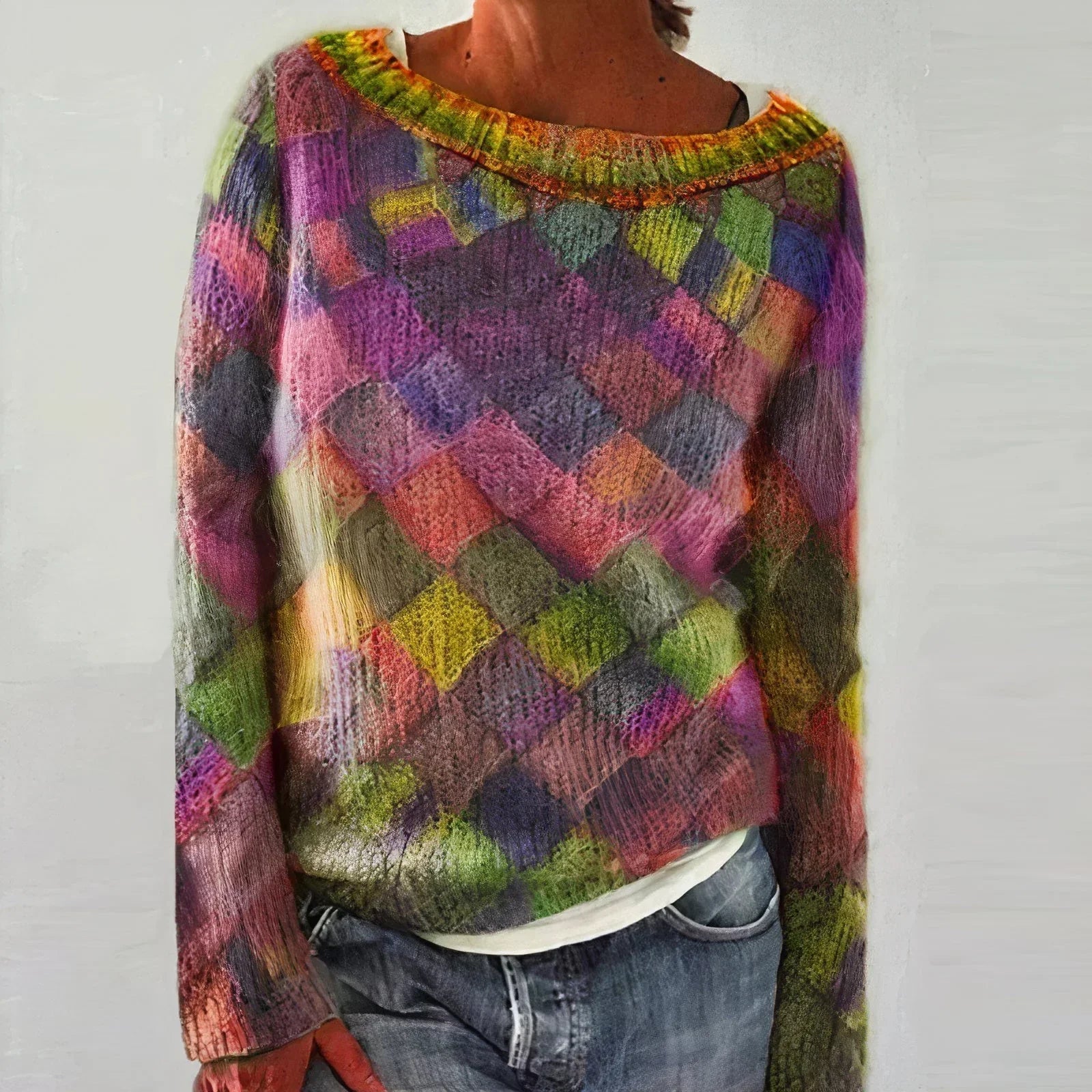 Long-Sleeved Colored Sweater for Women