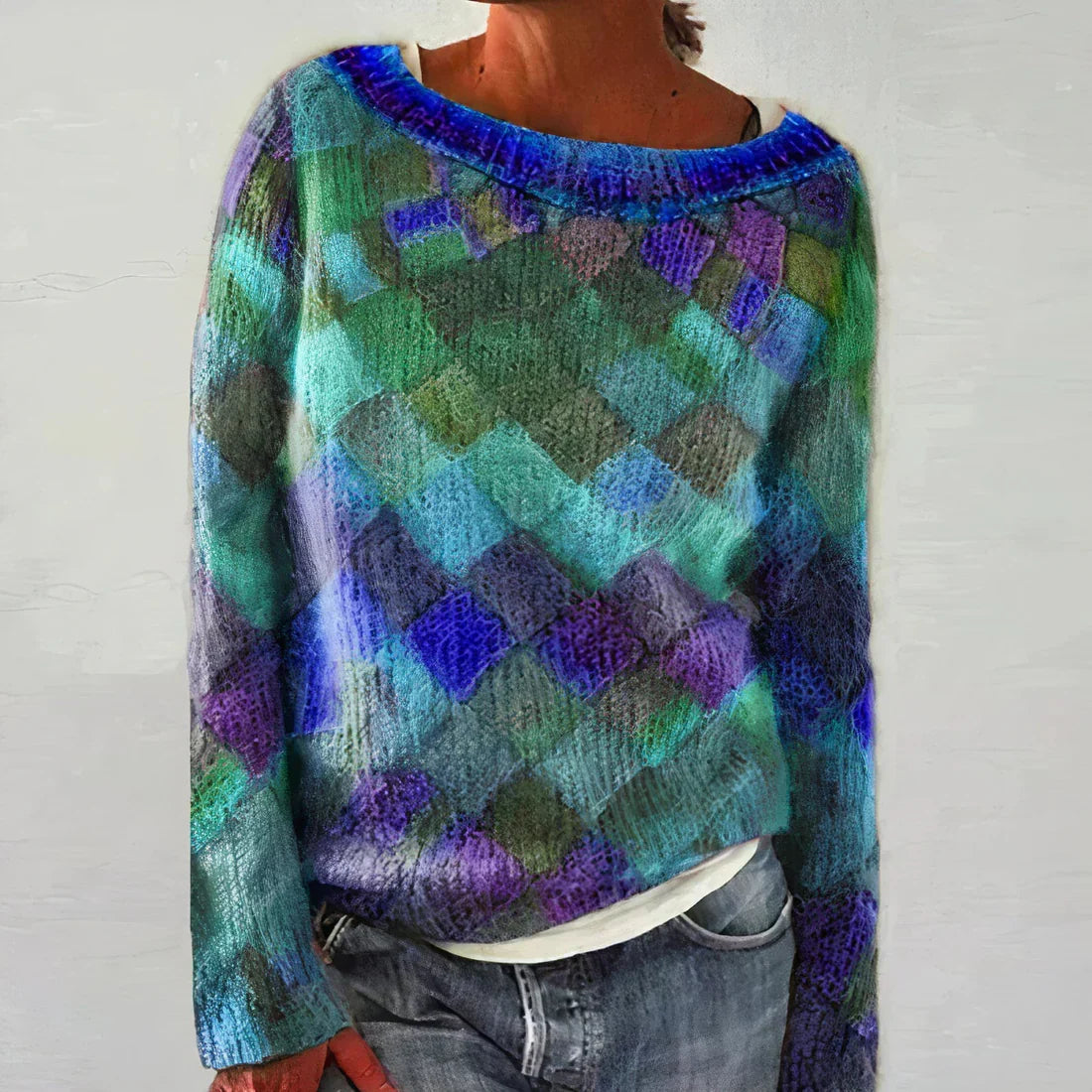 Long-Sleeved Colored Sweater for Women