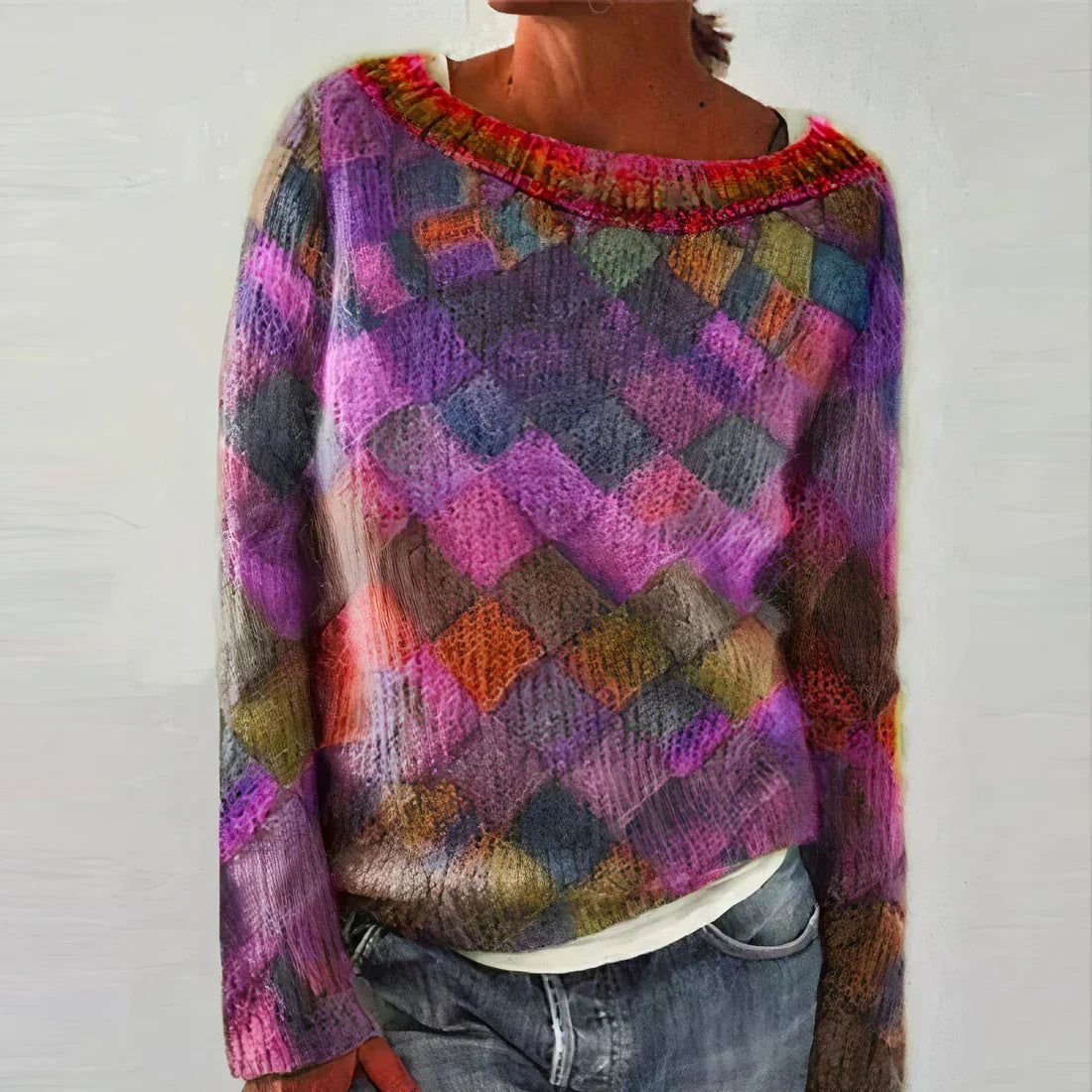 Long-Sleeved Colored Sweater for Women