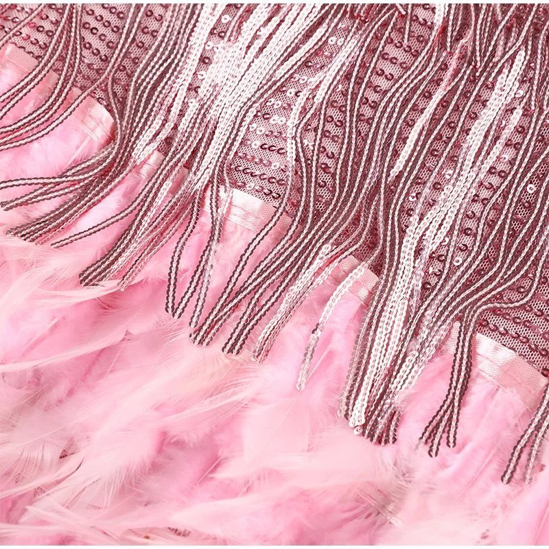 Mini Dress with Feather Details for Women
