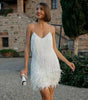 Mini Dress with Feather Details for Women