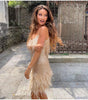 Mini Dress with Feather Details for Women