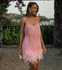 Mini Dress with Feather Details for Women