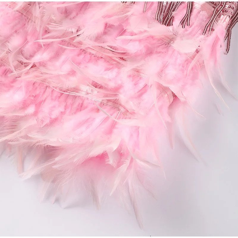 Mini Dress with Feather Details for Women