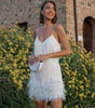 Mini Dress with Feather Details for Women