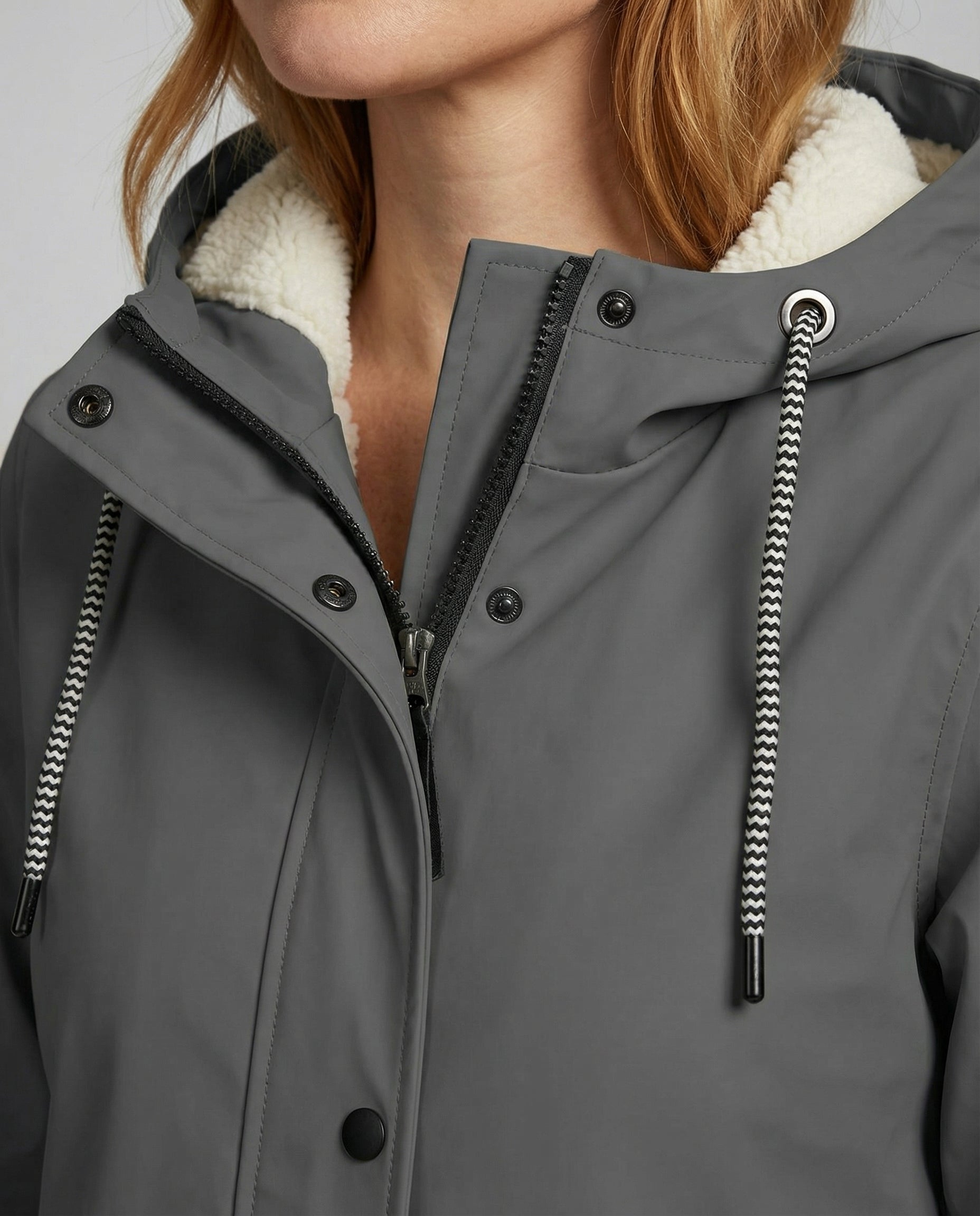 Oversized Parka with Hood and Faux Fur for Women