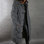 Long Hooded Vest in Chunky Knit for Women