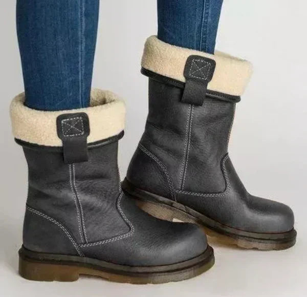 Mid-Calf Faux Leather Boots for Women