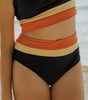 High-Waisted Colorblock Bikini Set for Women