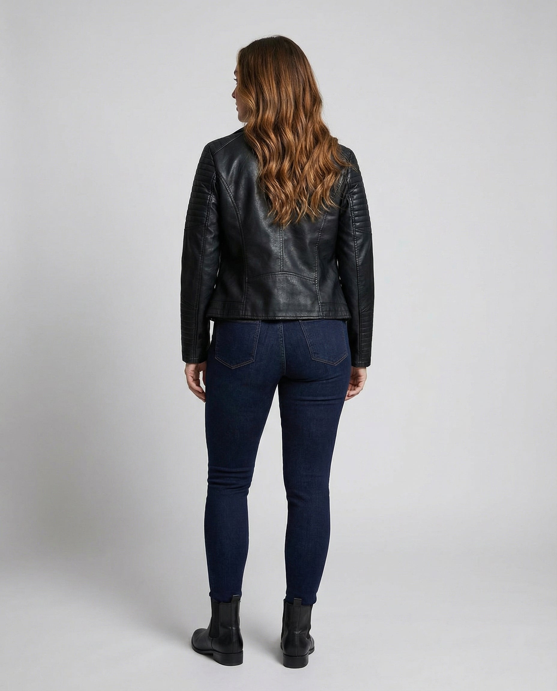 Women's Asymmetric Perfecto Biker Jacket in Faux Leather
