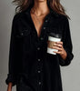 Straight Midi Shirt Dress with Long Sleeves in Corduroy for Women